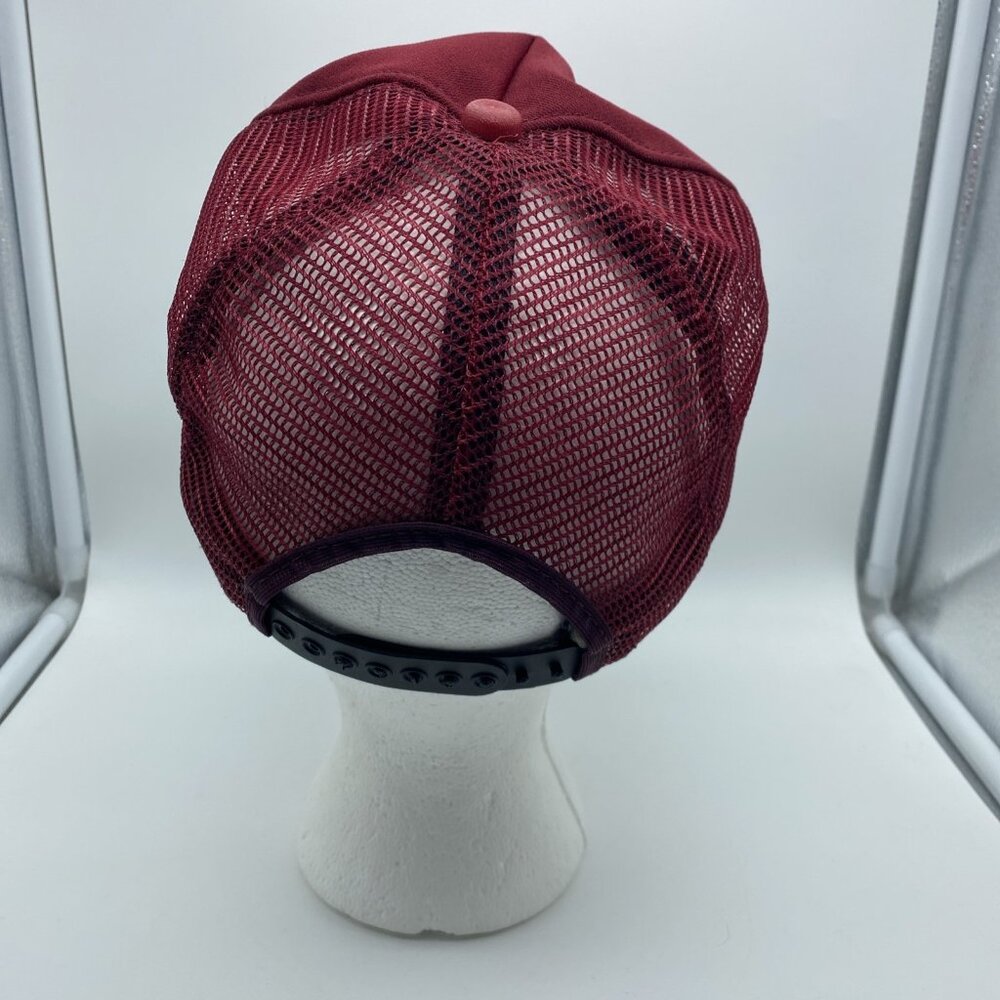 Maroon Cap Yellow B Trucker Hat Snap-back Mesh-back Vintage 90s 80s Made In USA - Picture 5 of 10